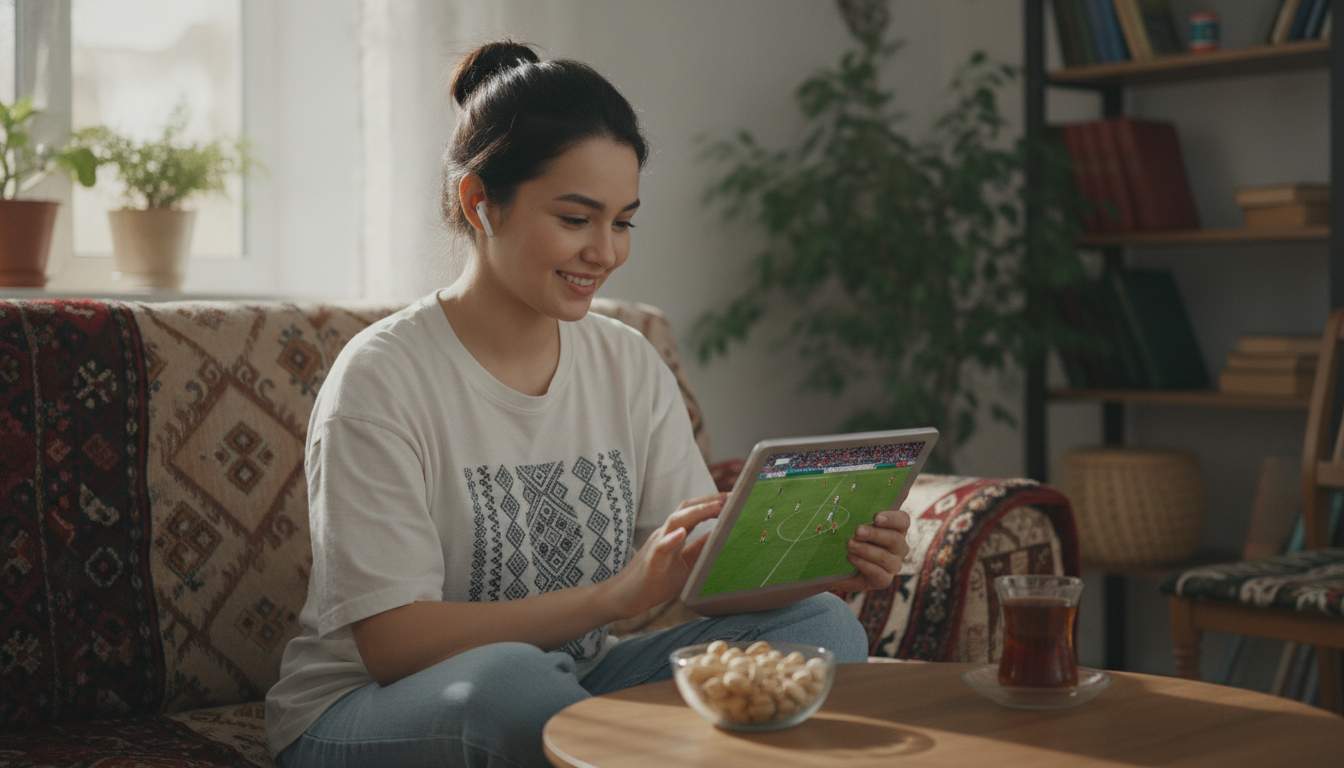 Uzbek woman enjoying sports Uzbek woman in casual setting
